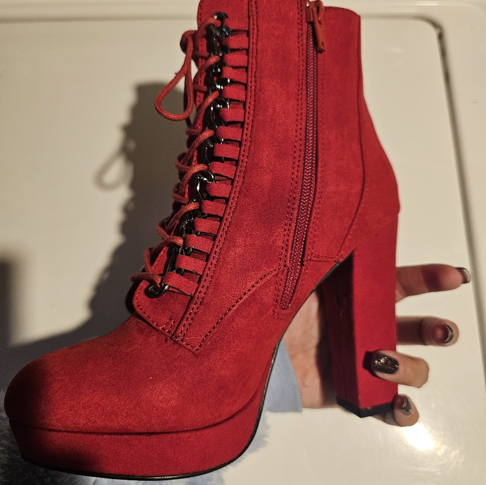 Platform red booties - Picture 3 of 5